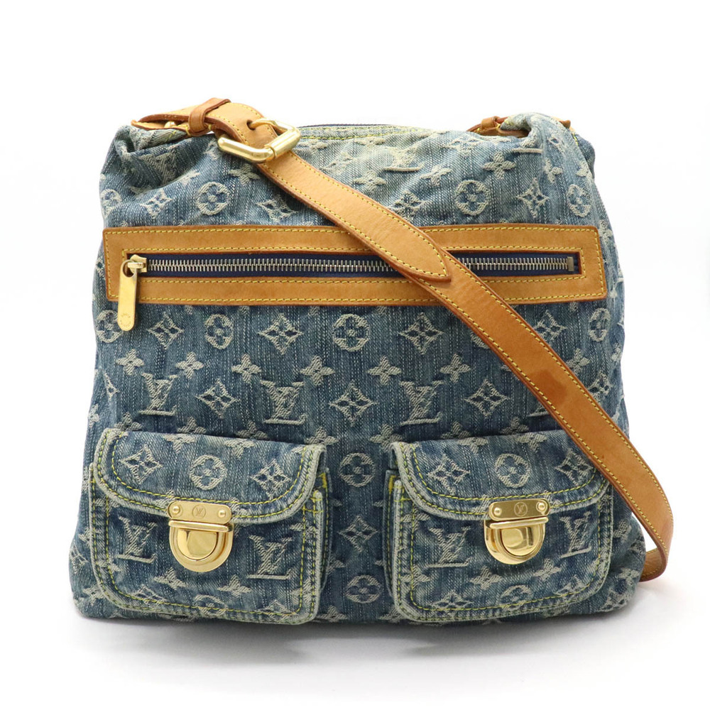 Louis Vuitton Monogram Denim Baggy Shoulder Bag Long Strap One Blue